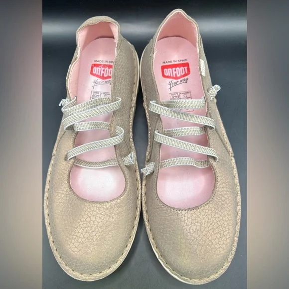 On Foot- Pink‎ Shimmer, Stretch Lace Shoes- Size:37